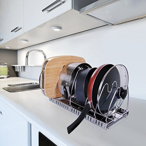 Lifewit Multifunktions Topfdeckelhalter Verstellbar 5 Deckel Platzsparend Pfannenhalter Topf Deckel Organizer Abtropfgestell Küchenregal Edelstahl