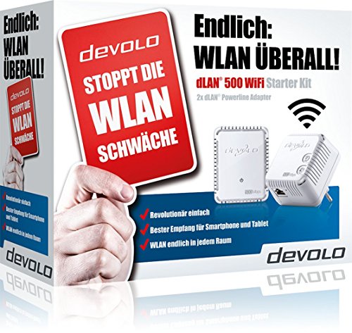 Kaspersky Internet Security + devolo dLAN 500 WiFi Starter Kit Powerline (sicheres und schnelles Internet über die Steckdose, 300 Mbit/s per WLAN, 500 Mbit/s per dLAN,  Schutz vor Viren, Malware und Ransomware)