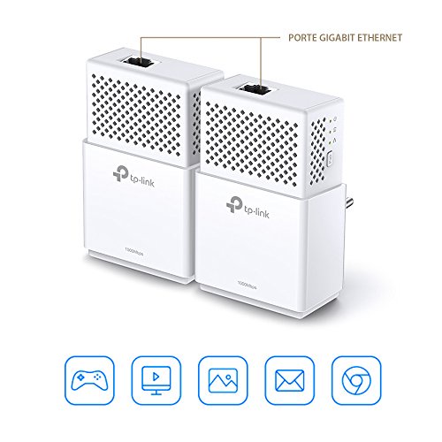 TP-Link CPL 1000 Mbps avec 1 Port Ethernet Gigabit, Kit de 2 - Solution idéale pour profiter du service Multi-TV à la maison (TL-PA7010 KIT)