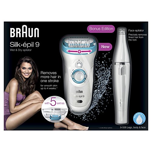 Silk Epil 9-558 Women's Wet and Dry Cordless Epilator with 5 Extras - Including Bonus Face Epilator