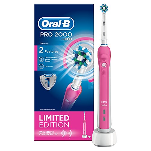 Oral-B Pro 2000 Crossaction Electric Rechargeable Toothbrush Powered by Braun - Pink