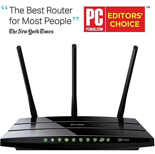 TP-Link Archer C7 AC1750 Gigabit Dualband WLAN Router(für Anschluss an Kabel-/DSL-/GlasfaserModem, 450 Mbit/s(2,4GHz)+1300 Mbit/s(5GHz), 2 USB 2.0 Ports, IPv6, Print/Media/FTP Server)