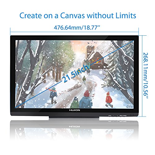 Huion GT-220 v2 Black Pen Display 21.5 Inch IPS Tablet Monitor with Enhanced Linearity and Accurate Cursor Positioning for Mac and PC
