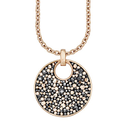 s. Oliver Damen-Kette mit Anhänger Swarovski Elements Edelstahl teilvergoldet Kristall grau Rundschliff 77 cm - 544603