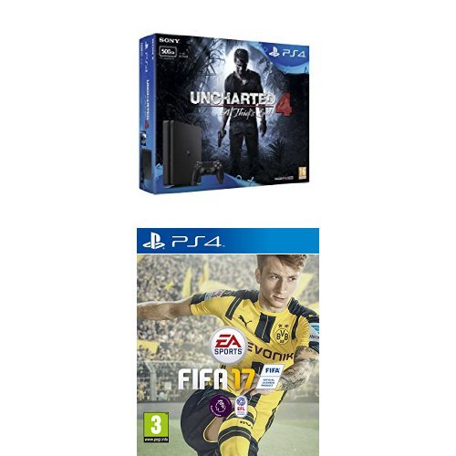 Sony PlayStation 4 500GB + Uncharted 4 + FIFA 17