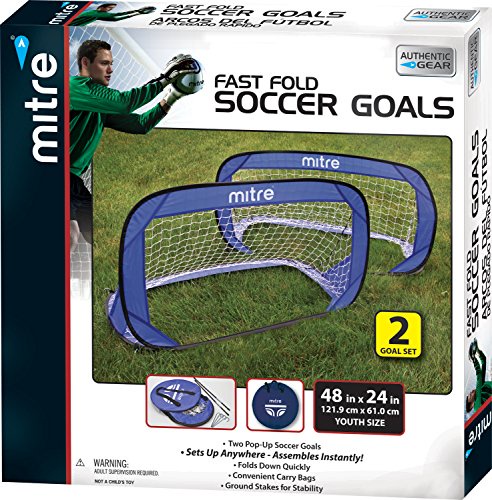 Mitre Quick Pop Up Football Goal Set - Blue/Black