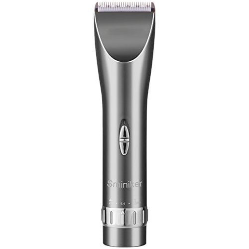 Sminiker Professional Cordless Rechargeable Hair Clippers Set with 2  Batteries, 4 Comb, Guides and Scissors - Grey