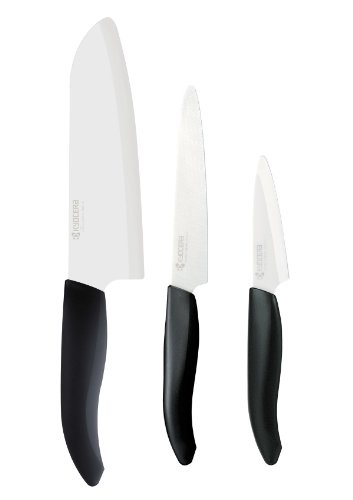 Kyocera Advanced Ceramic Revolution 3-Piece Ceramic Knife Set-( Includes 6-inch Chef's Knife, 5-inch Micro Serrated Knife and 3-inch Paring Knife )