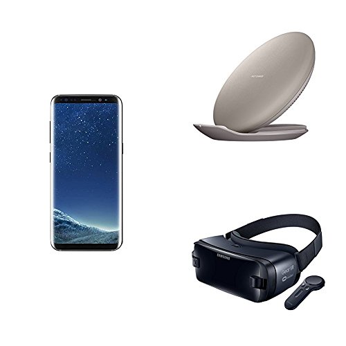 Samsung Galaxy S8 64GB Unlocked Phone - US Version (Midnight Black) + 2017 Gear VR W/Controller + Fast Charge Wireless Charging Convertible Stand