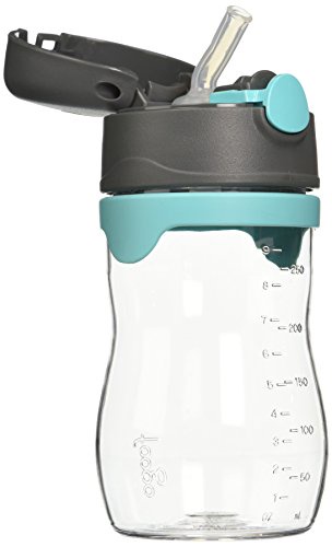 THERMOS FOOGO 11-Ounce Straw Bottle, Charcoal/Teal