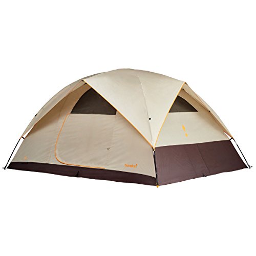Eureka! Sunrise EX 4 Waterproof Family Camping Tent - 3 Season Car Camping for Kids - Lightweight Durable Fiberglass Tent Pole Construction, Cement/Java/Orange