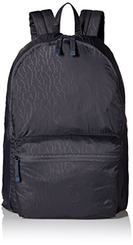 Armani Exchange Men's Shiny All Over Logo Backpack, Navy