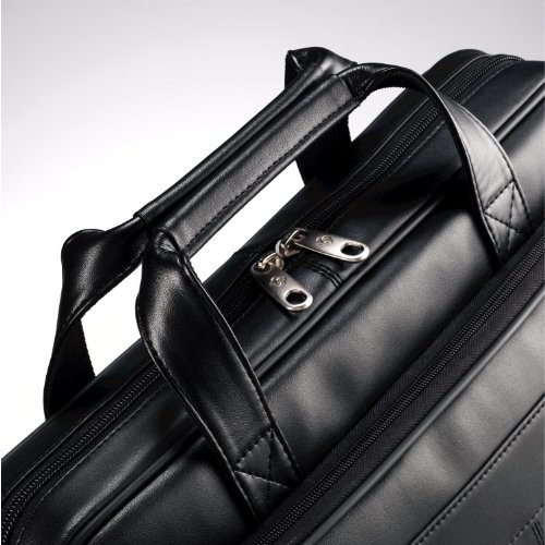 Samsonite Luggage Leather Slim Briefcase, Black, 16 Inch