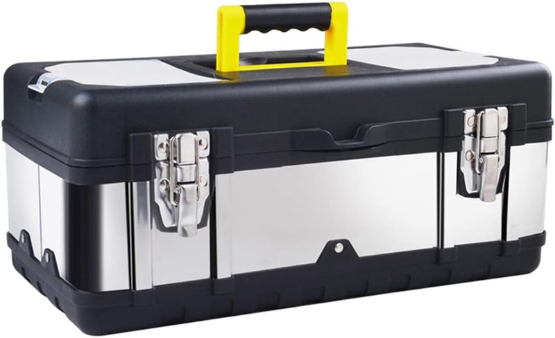 16-inch Tool Box Stainless Steel Consumer Storage with Removable Tool Tray Organizer and Tool boxes for Tool or Craft Storage, Locking Lid and Extra Storage. - - Amazon.com