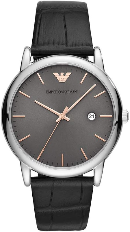 Amazon.com: Emporio Armani Men's Stainless Steel Quartz Watch with Leather Strap, Black, 20 (Model: AR11303): Watches
