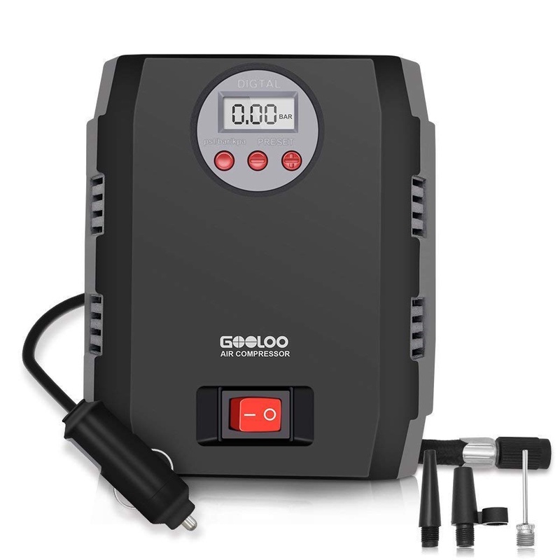 Amazon.com: Digital Tire Inflator, GOOLOO 12V DC Air Compressor, Portable Auto Electric 150 PSI Tyre Pump with Tire Pressure Monitor and Preset for Car, Bicycle, Motorcycles, Sport Balls and Other Inflatables: Automotive