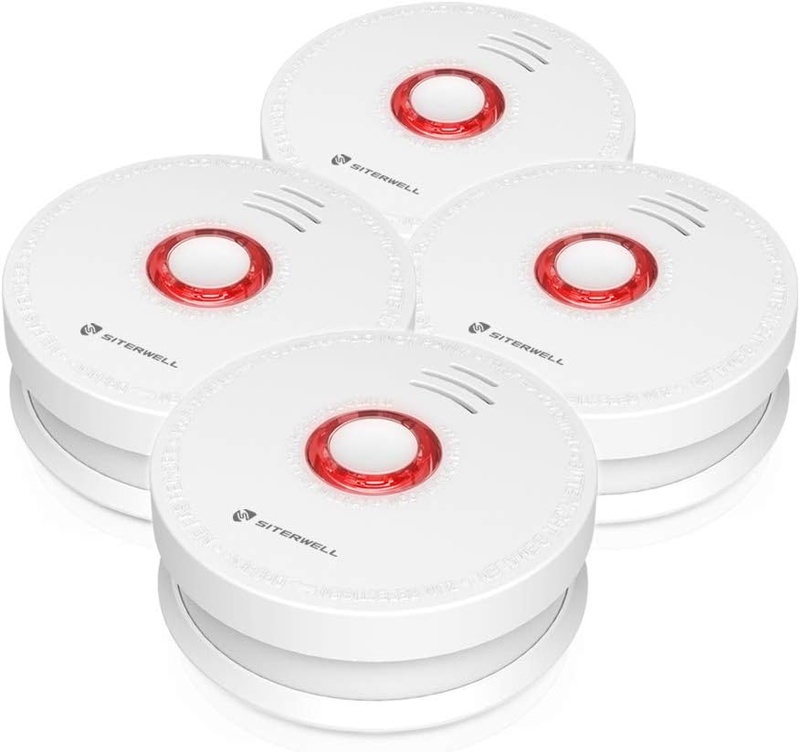SITERWELL UL217 Photoelectric Smoke Alarm Detector 9V Battery Operated 4 Pack Big Test Button & Low battery Signal(GS528A) - - Amazon.com