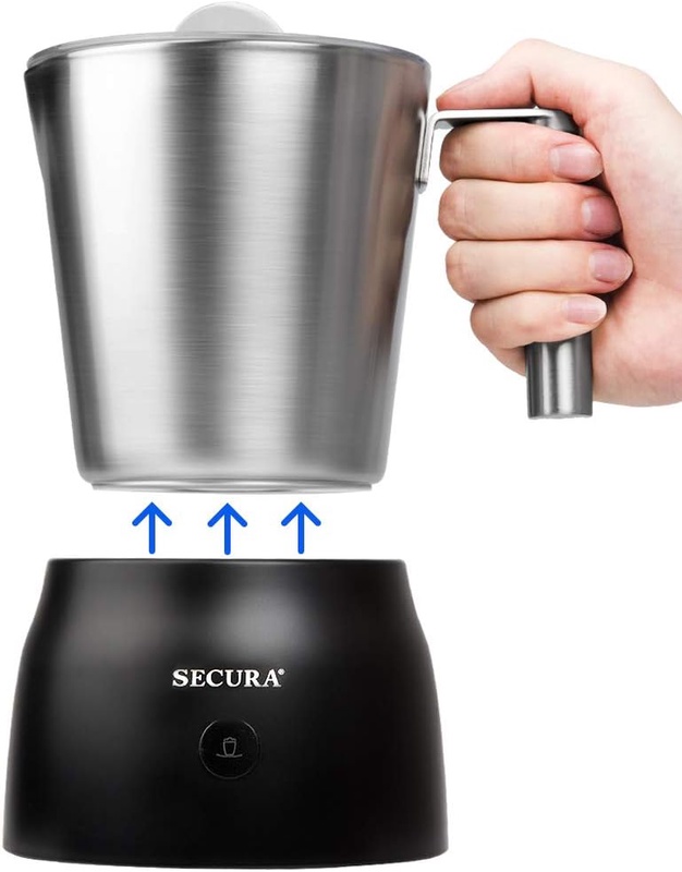 Amazon.com: Secura 4 in 1 Electric Automatic Milk Frother and Hot Chocolate Maker Machine 8.45 oz Stainless Steel Dishwasher Safe Cordless Removable Milk Jug: Kitchen & Dining