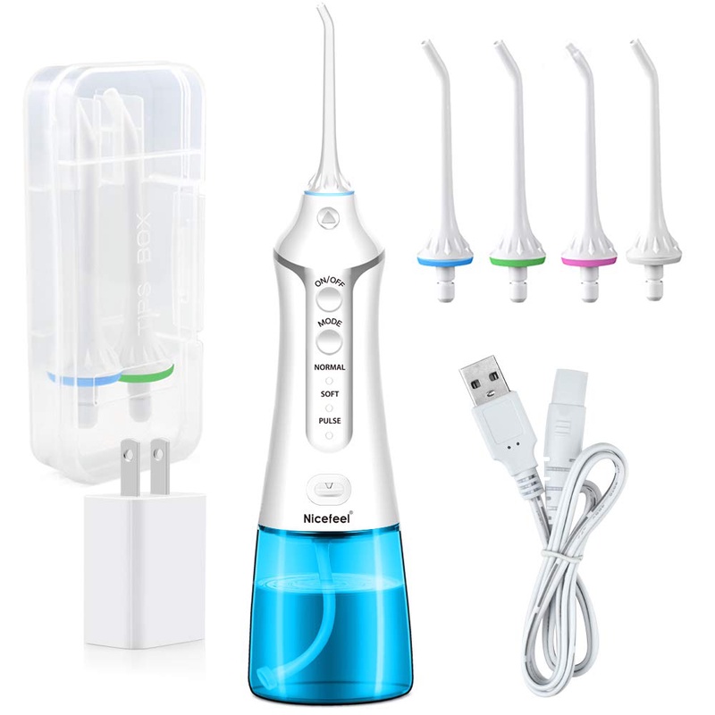 Amazon.com: Cordless Water Flosser Teeth Cleaner, Nicefeel Professional Dental Oral Irrigator Portable and Rechargeable 300ML Cleanable Water Tank IPX7 Waterproof 3 Modes Water Flossing for Home and Travel, Brace: Beauty
