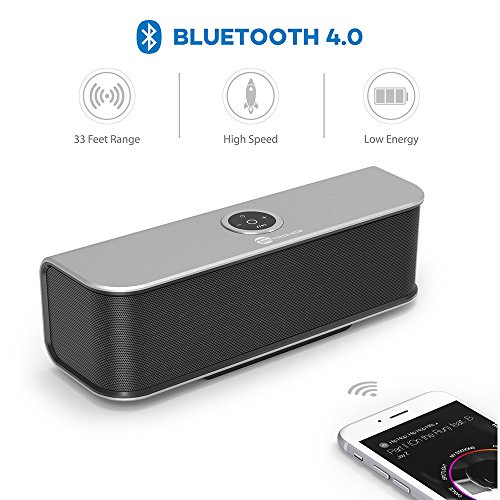 Bluetooth Speakers, TaoTronics Stereo 20W Wireless Portable Speaker (Dual 10W Drivers, Dual Passive Subwoofers, Strong Bass, Aluminum-Alloy, Bluetooth 4.0, Built-in Microphone)