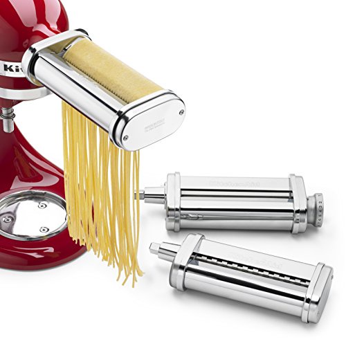 KitchenAid KSMPRA 3 Piece Pasta Roller & Cutter Attachment Set, Silver
