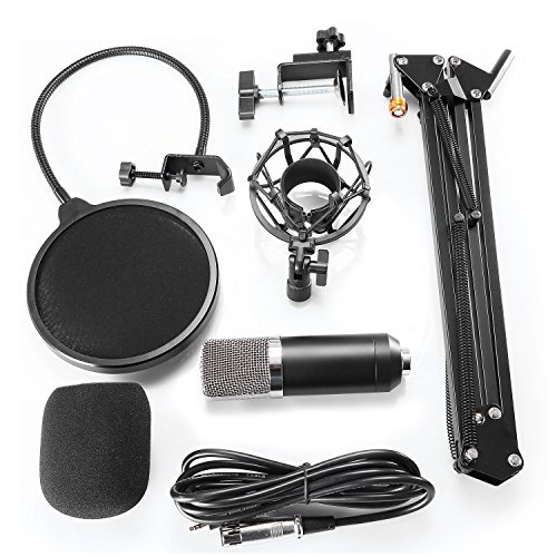 Neewer NW-700 Professional Studio Broadcasting Recording Condenser Microphone & NW-35 Adjustable Recording Microphone Suspension Scissor Arm Stand with Shock Mount and Mounting Clamp Kit