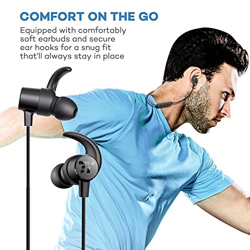 TaoTronics Bluetooth In Ear Headphones Wireless Earbuds Sports Magnetic Earphones with Built-in Mic (Sweatproof with IPX5 Splash Proof Rating, aptX Stereo, Up to 7 Hours Talk Time, Ceramic Antenna)