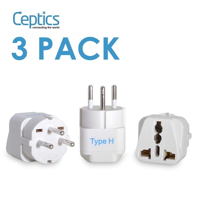 Amazon.com: Ceptics Grounded Universal Plug Adapter for Israel (Type H) - 3 Pack: Home Audio & Theater