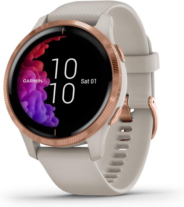 Amazon.com: Garmin Venu, GPS Smartwatch with Bright Touchscreen Display, Features Music, Body Energy Monitoring, Animated Workouts, Pulse Ox Sensor and More, Rose Gold with Tan Band