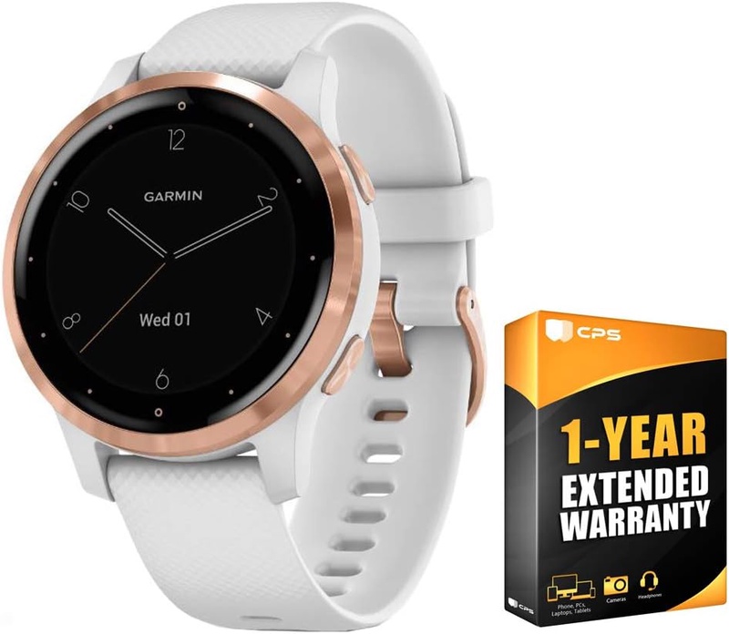 Amazon.com: Garmin 010-02172-21 Vivoactive 4S Smartwatch White/Rose Gold Bundle with 1 Year Extended Warranty: Electronics
