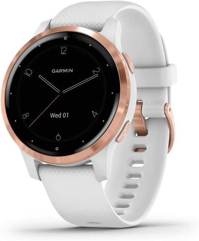 Amazon.com: Garmin vivoactive 4S, Smaller-Sized GPS Smartwatch, Features Music, Body Energy Monitoring, Animated Workouts, Pulse Ox Sensors And More, Rose Gold With White Band