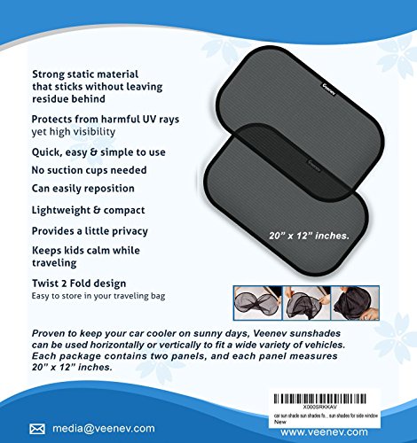 Veneev Car Sun Shade for Side and Rear Window - 3 Pack