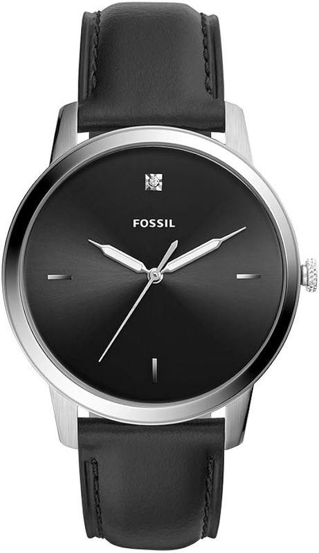 Amazon.com: Fossil Men Minimalist Carbon Series Quartz Stainless Steel Diamond Accent Dress Watch, Color: Silver, Black (Model: FS5497): Watches
