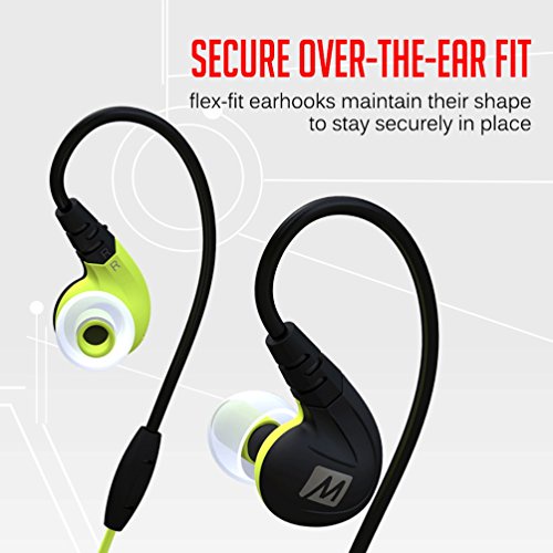 MEE audio M7P Secure-Fit Sports In-Ear Headphones with Mic, Remote, and Universal Volume Control (Green)