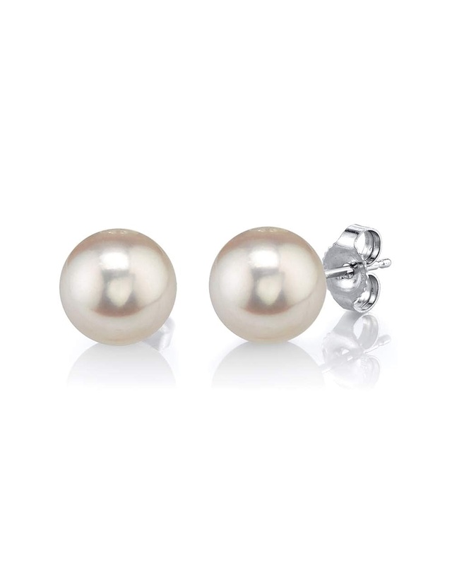 Amazon.com: THE PEARL SOURCE 14K Gold 7-8mm Round White Freshwater Cultured Pearl Stud Earrings for Women: Jewelry