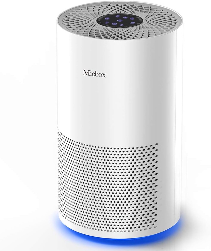 Amazon.com: Micbox Air Purifier for Home Large Room Allergies and Pets, 4 in 1 Ture HEPA Activated Carbon Filter Remove 99.97% Dust, Pet Dander, Smoke, Quiet System in Bedroom 220 Sq.Ft: Home & Kitchen