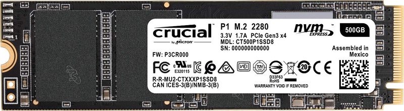 Amazon.com: Crucial P1 500GB 3D NAND NVMe PCIe M.2 SSD - CT500P1SSD8: Computers & Accessories