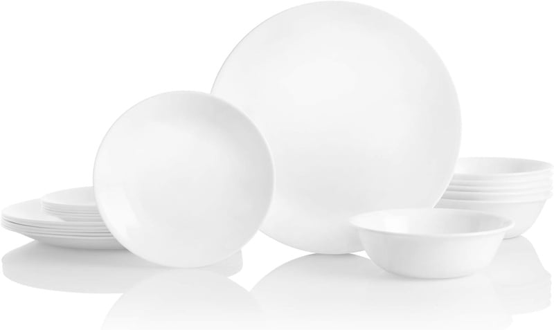 Amazon.com | Corelle Service for 6, Chip Resistant, Winter Frost White Dinnerware Set, 18-Piece: Dinnerware Sets