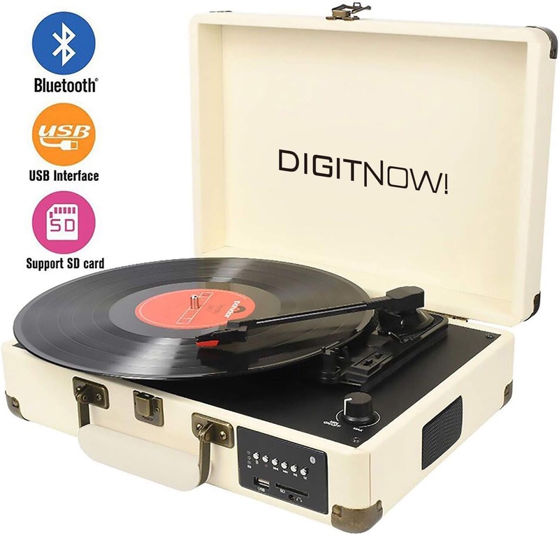 Amazon.com: DIGITNOW Record Player, Turntable Suitcase with Multi-function Bluetooth/FM Radio/USB and SD Card Port/Vinyl to MP3 Converter: Home Audio & Theater
