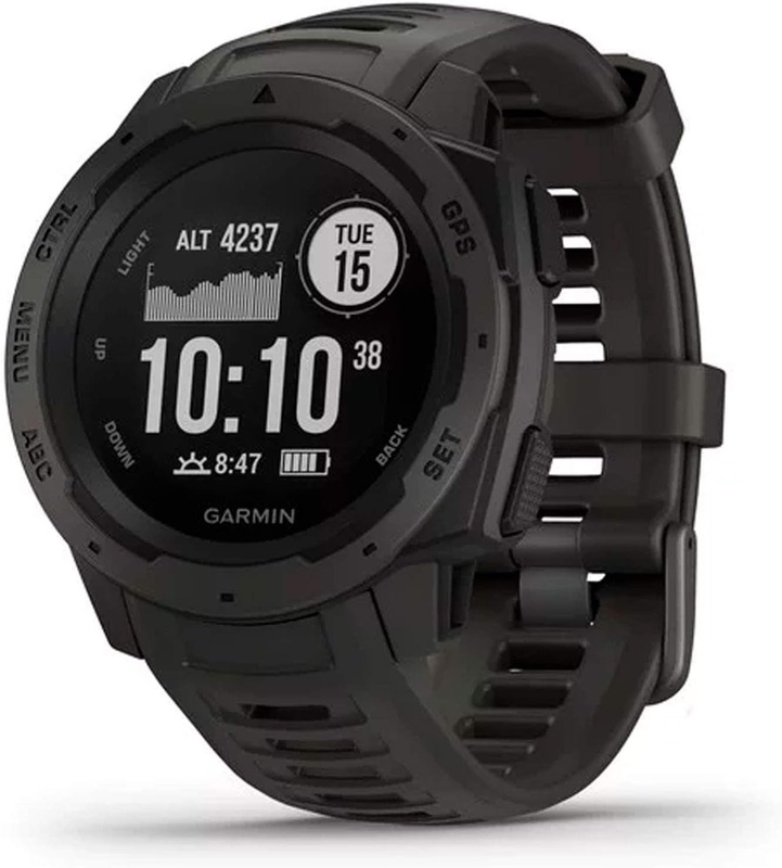 Amazon.com: Garmin Instinct, Rugged Outdoor Watch with GPS, Features GLONASS and Galileo, Heart Rate Monitoring and 3-Axis Compass, Graphite