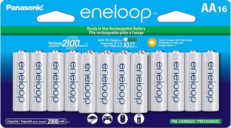Amazon.com: Panasonic BK-3MCCA16FA eneloop AA 2100 Cycle Ni-MH Pre-Charged Rechargeable Batteries, (package includes 16AA blue or 16AA white): PANASONIC: Electronics
