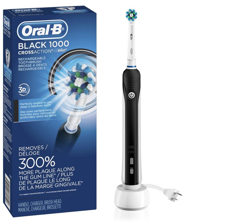 Amazon.com: Oral-B Black Pro 1000 Power Rechargeable Electric Toothbrush Powered by Braun: Beauty