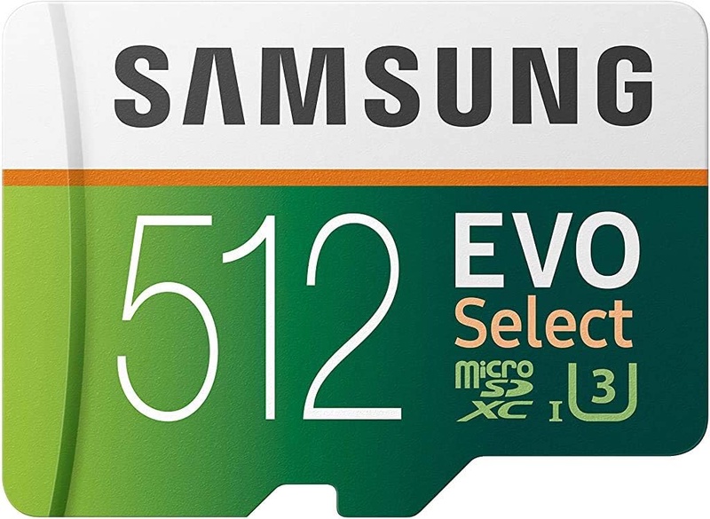 Amazon.com: SAMSUNG EVO Select 512GB microSDXC UHS-I U3 100MB/s Full HD & 4K UHD Memory Card with Adapter (MB-ME512HA)