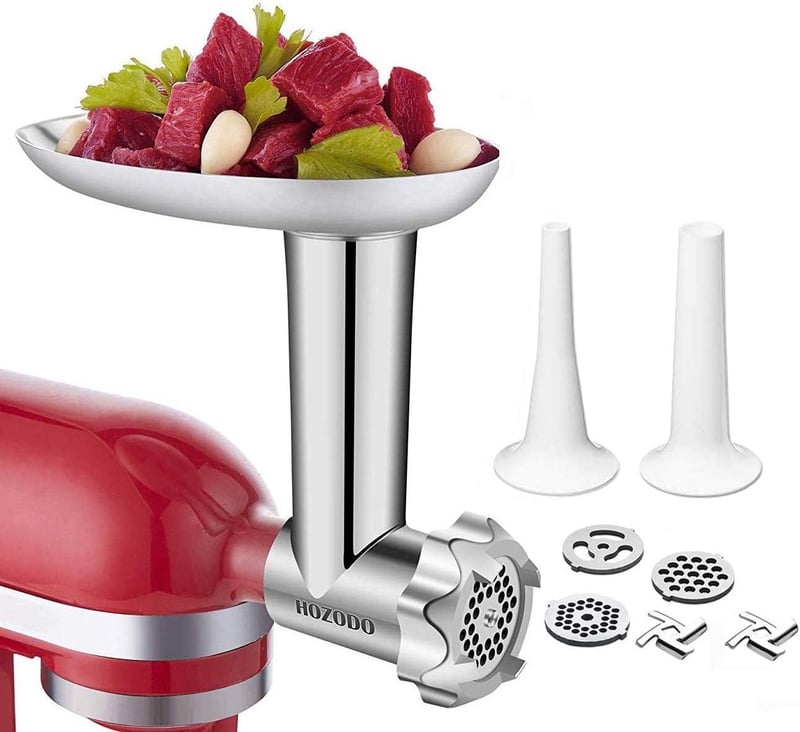 Amazon.com: Food Meat Grinder Attachments Designed for KitchenAid Stand Mixers, Durable Metal Food Processor, Useful Mixer Accessory Including Sausage Stuffing Tubes: Kitchen & Dining