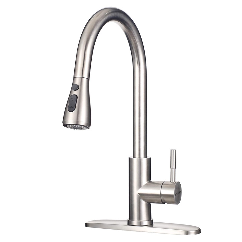 Stainless Steel Faucet with Pull Down Sprayer MSTJRY Commercial Single Handle Kitchen Sink Faucets 16.5