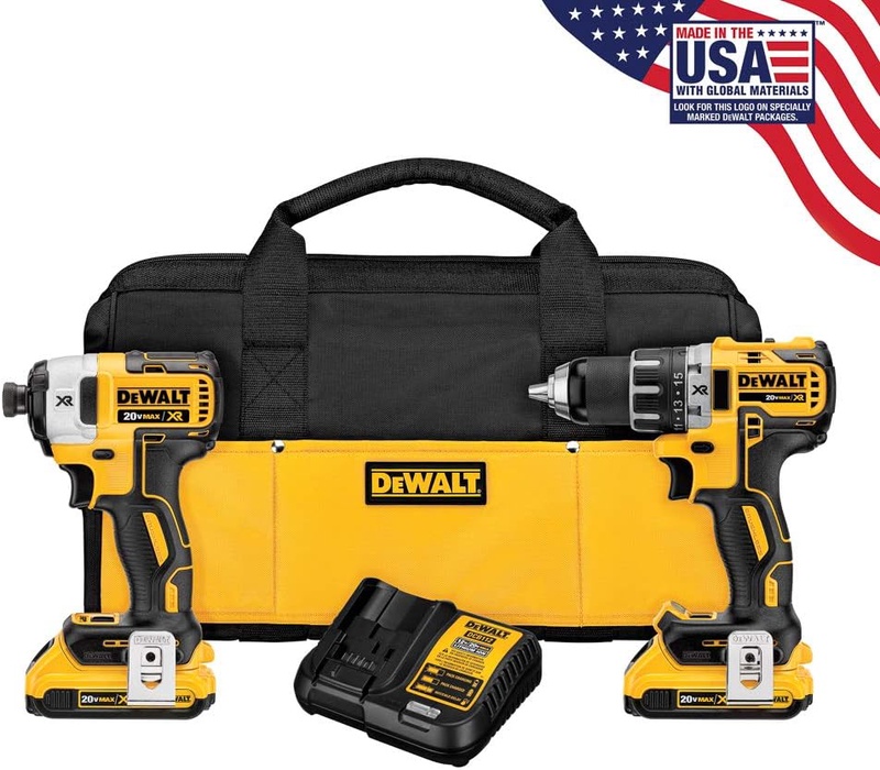DEWALT 20V MAX XR Cordless Drill Combo Kit, Brushless, 2-Tool (DCK283D2) - - Amazon.com