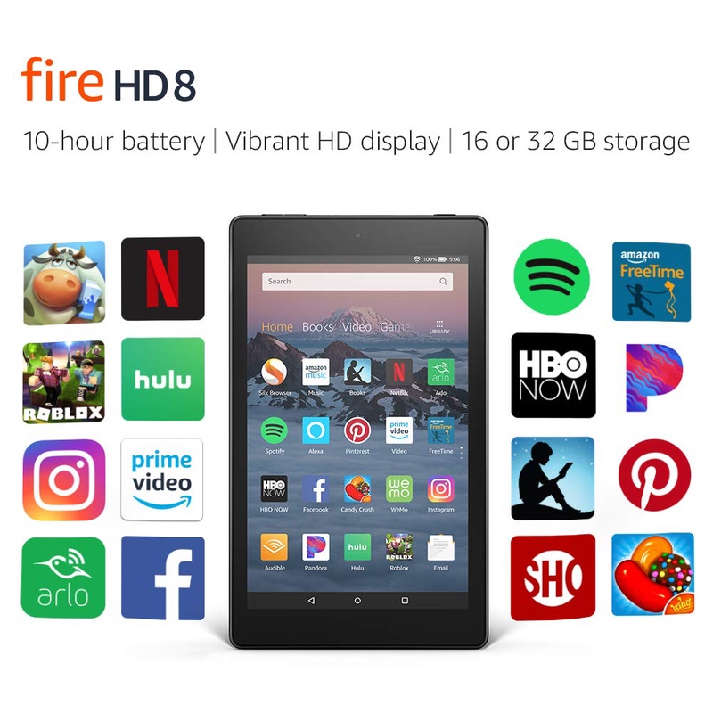 Amazon.com: All-New Fire HD 8 Tablet. Up to 10 hours of battery | Vibrant HD display | Hands-free with Alexa
