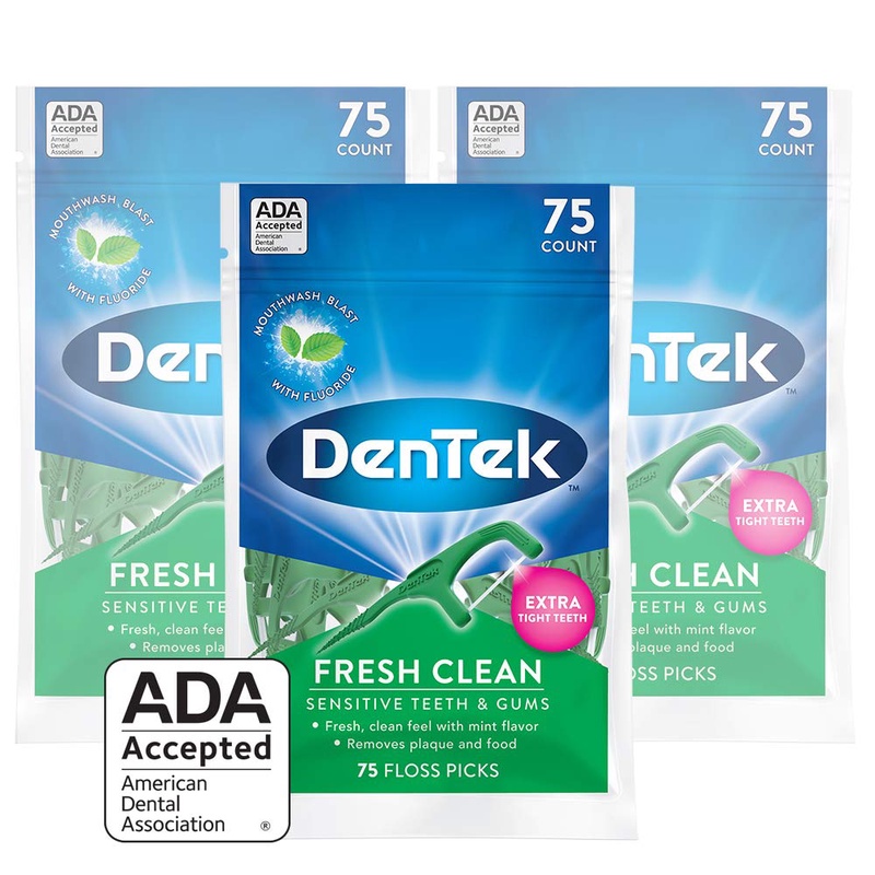 Amazon.com: DenTek Fresh Clean Floss Picks | Silky Comfort Floss | 75 Count | 3 Pack: Beauty