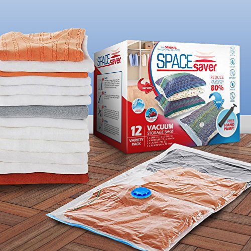 SpaceSaver Premium Vacuum Storage Bags (Lifetime Replacement Guarantee) Variety Pack (3 x Small, Medium, Large & Jumbo) 80% More Storage Than Other Brands! Free Hand-Pump For Travel!