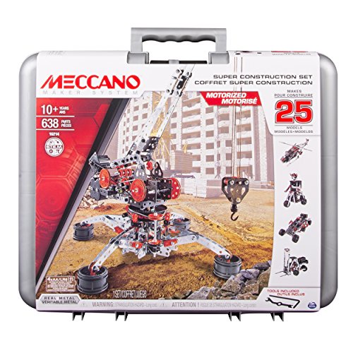 Meccano Super Construction Set, 25 Motorized Model Building Set, 638 Pieces, For Ages 10+, STEM Education Toy